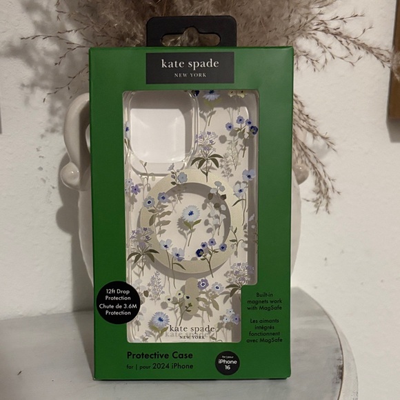 kate spade Other - kate spade Floral Clear iPhone 16 Case with Blue and Green Flowers
